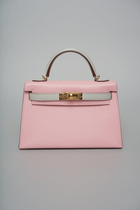 Hermes HSS Kelly 20 in Sakura x Gris Perle Chèvre Ghw (Brand New)