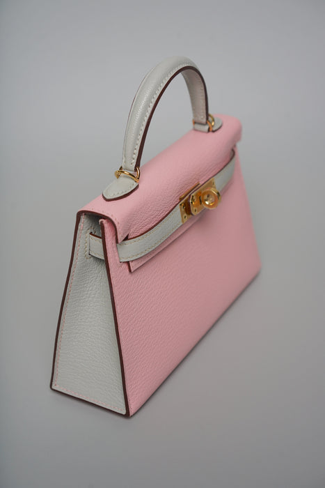 Hermes HSS Kelly 20 in Sakura x Gris Perle Chèvre Ghw (Brand New)