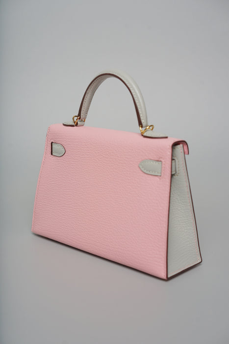 Hermes HSS Kelly 20 in Sakura x Gris Perle Chèvre Ghw (Brand New)