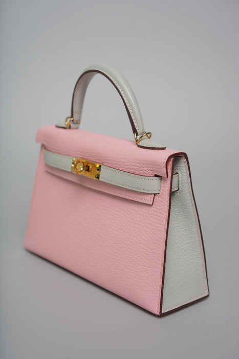 Hermes HSS Kelly 20 in Sakura x Gris Perle Chèvre Ghw (Brand New)