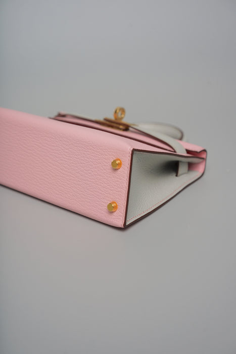 Hermes HSS Kelly 20 in Sakura x Gris Perle Chèvre Ghw (Brand New)