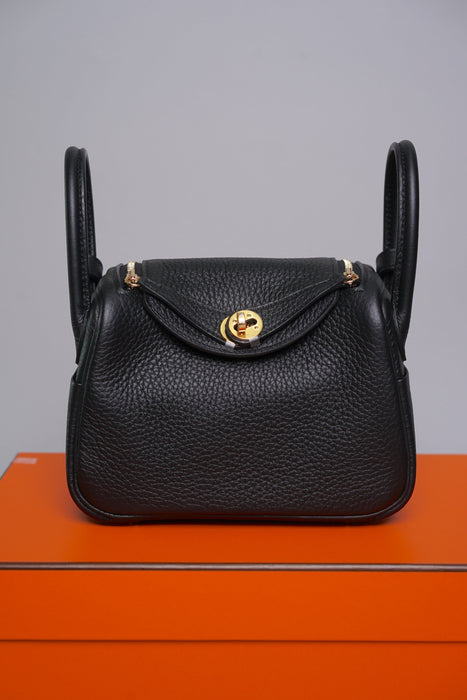 Hermes Mini Lindy II in Noir Ghw (Brand New)