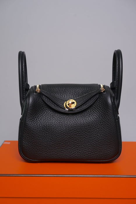 Hermes Mini Lindy II in Noir Ghw (Brand New)