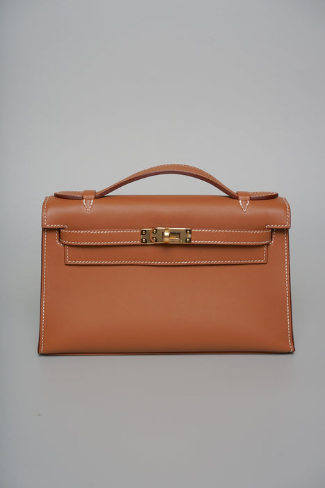 Hermes Kelly Pochette in Gold Ghw (Brand New)