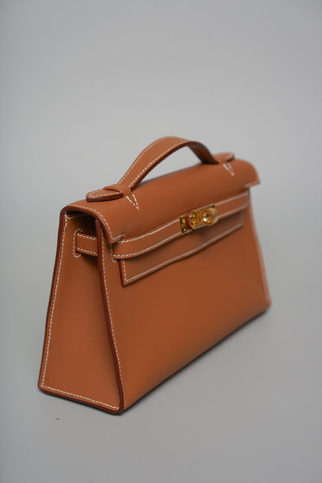 Hermes Kelly Pochette in Gold Ghw (Brand New)