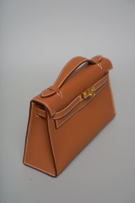 Hermes Kelly Pochette in Gold Ghw (Brand New)