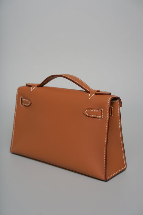 Hermes Kelly Pochette in Gold Ghw (Brand New)