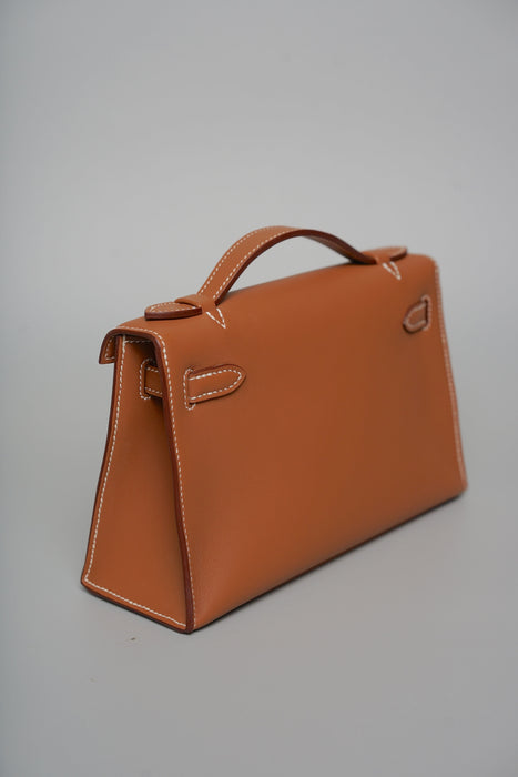 Hermes Kelly Pochette in Gold Ghw (Brand New)