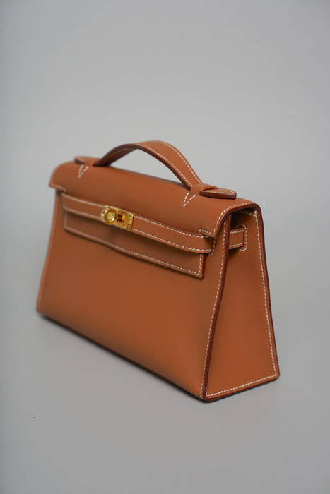 Hermes Kelly Pochette in Gold Ghw (Brand New)