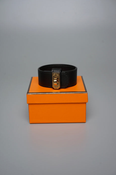 Hermes Small Kelly Twist Bracelet in Black Ghw Size T2 (Brand New)