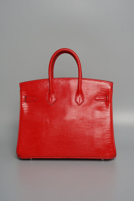 Hermes Birkin 25 in Rouge Exotique Lizard Phw (Brand New)