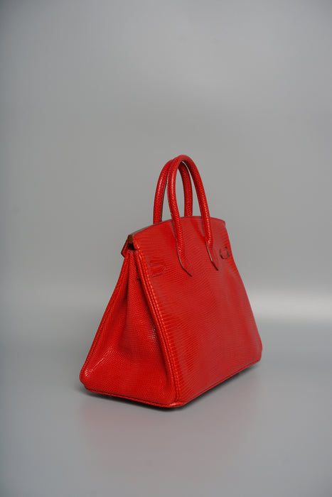 Hermes Birkin 25 in Rouge Exotique Lizard Phw (Brand New)