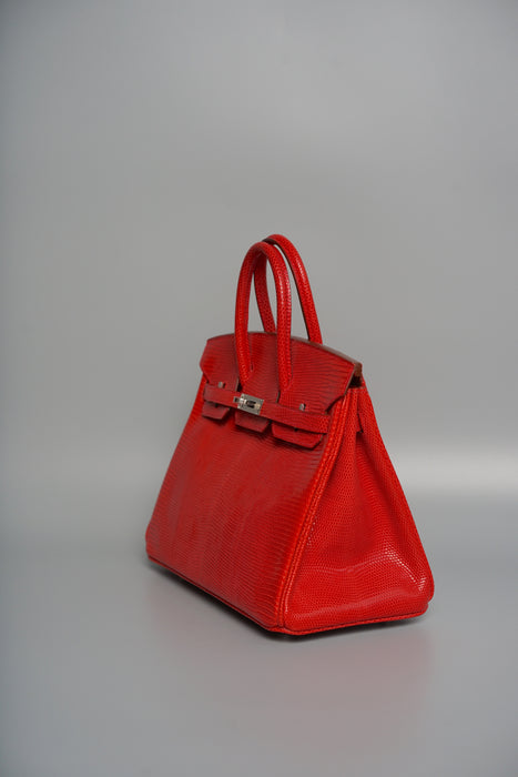 Hermes Birkin 25 in Rouge Exotique Lizard Phw (Brand New)
