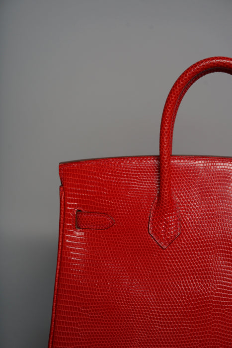 Hermes Birkin 25 in Rouge Exotique Lizard Phw (Brand New)