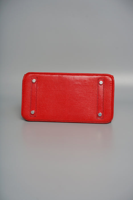Hermes Birkin 25 in Rouge Exotique Lizard Phw (Brand New)