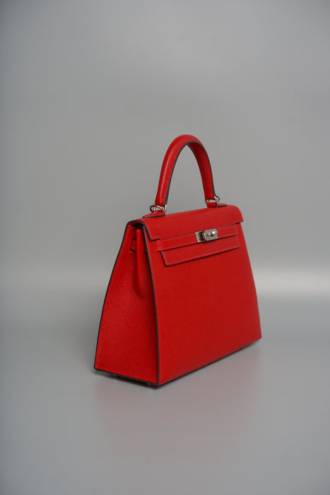 Hermes Kelly 25 Sellier in Rouge Casaque Epsom Phw