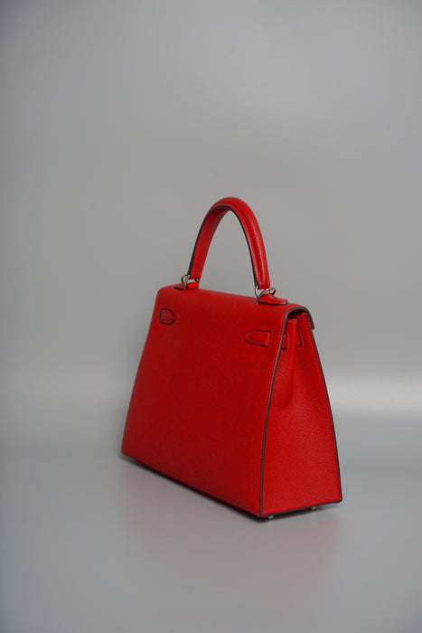 Hermes Kelly 25 Sellier in Rouge Casaque Epsom Phw