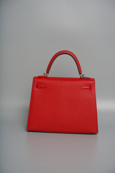 Hermes Kelly 25 Sellier in Rouge Casaque Epsom Phw