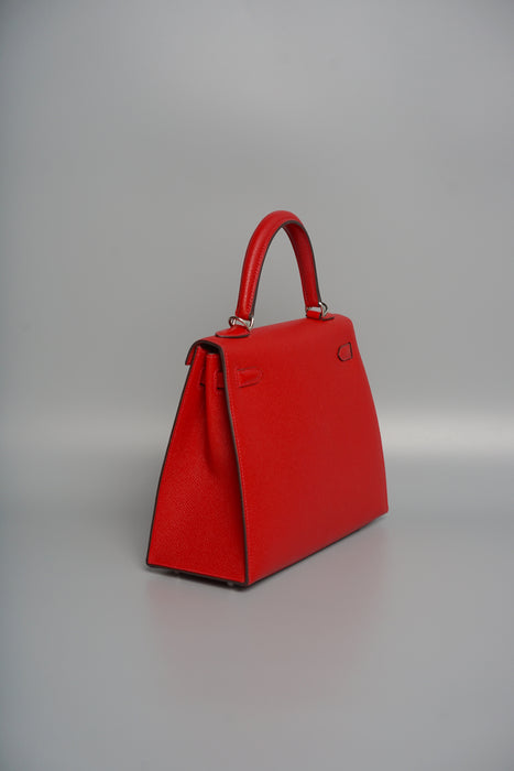 Hermes Kelly 25 Sellier in Rouge Casaque Epsom Phw
