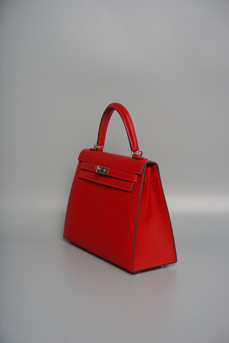 Hermes Kelly 25 Sellier in Rouge Casaque Epsom Phw