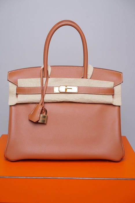 Hermes Birkin 30 in Gold Veau Jonathan Ghw (Brand New)