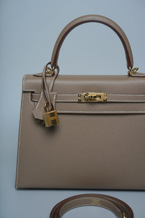 Hermes Kelly 25 in Etoupe Epsom Ghw (Brand New)