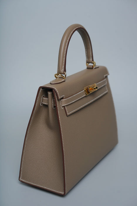 Hermes Kelly 25 in Etoupe Epsom Ghw (Brand New)