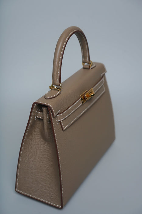 Hermes Kelly 25 in Etoupe Epsom Ghw (Brand New)