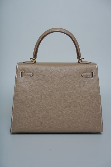 Hermes Kelly 25 in Etoupe Epsom Ghw (Brand New)