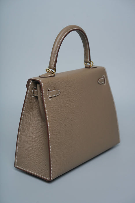 Hermes Kelly 25 in Etoupe Epsom Ghw (Brand New)