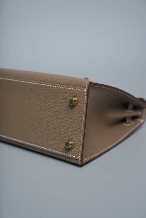 Hermes Kelly 25 in Etoupe Epsom Ghw (Brand New)