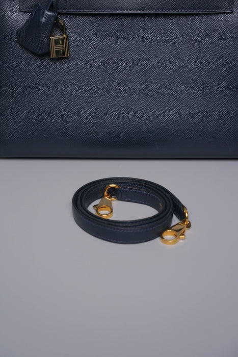 Hermes vintage Kelly 28 Sellier in navy Epsom Ghw