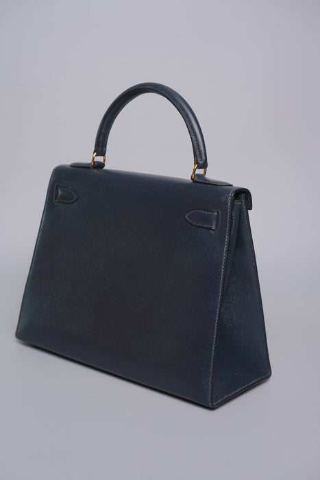 Hermes vintage Kelly 28 Sellier in navy Epsom Ghw