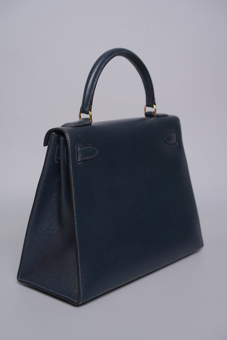 Hermes vintage Kelly 28 Sellier in navy Epsom Ghw