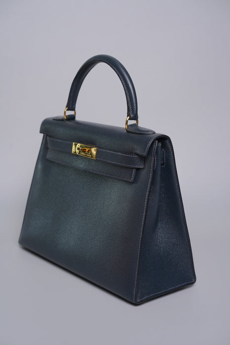Hermes vintage Kelly 28 Sellier in navy Epsom Ghw