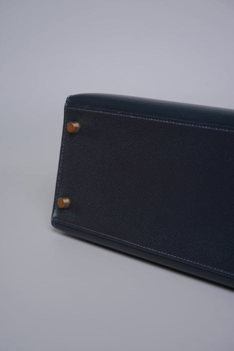 Hermes vintage Kelly 28 Sellier in navy Epsom Ghw