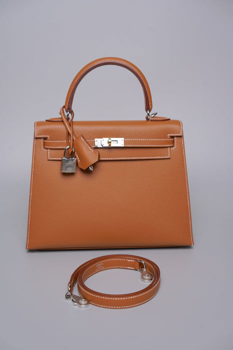 Hermes Kelly 25 II Sellier in Gold Epsom Electrum (Brand New)