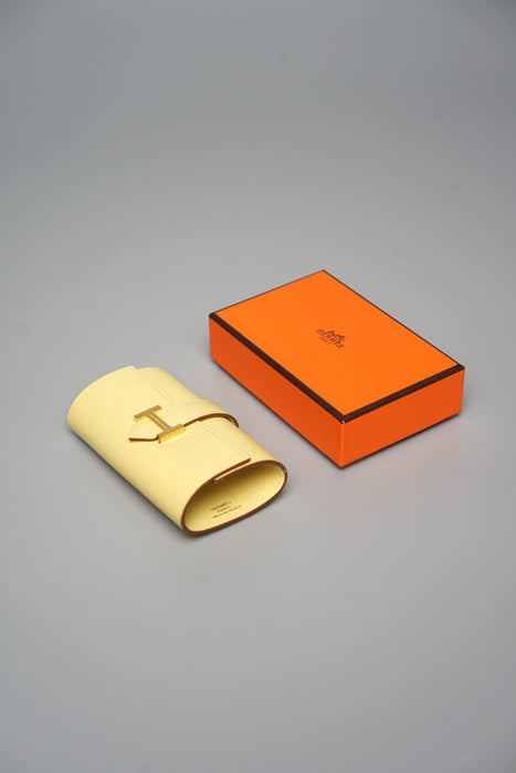 Hermes Béarn key case in Jaune Poussin Ghw (Brand New)