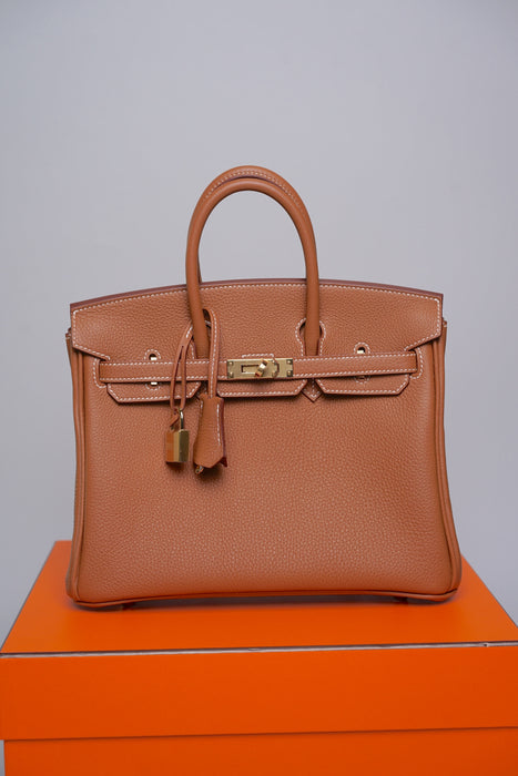 Hermes Birkin 25 in Gold Togo Ghw (Brand New)