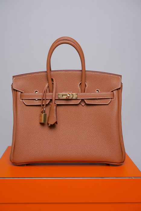 Hermes Birkin 25 in Gold Togo Ghw (Brand New)