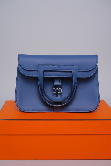 Hermes Mini Halzan in Bleu Tie Phw (Brand New)