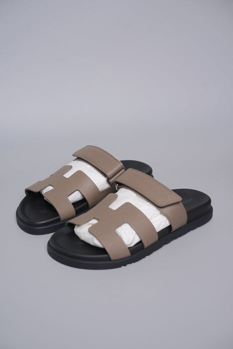 Hermes Chypre Sandals in Etoupe Size 38 (Brand New)