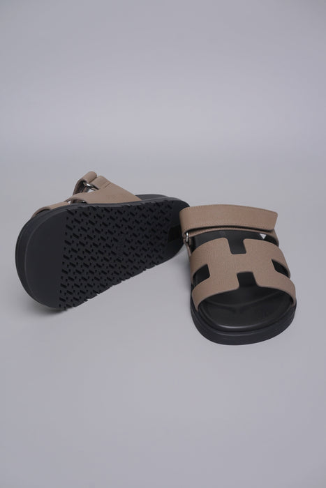 Hermes Chypre Sandals in Etoupe Size 38 (Brand New)