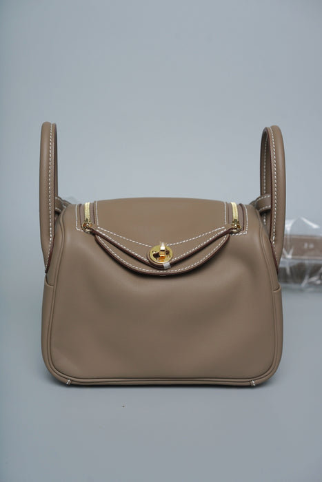 Hermes Mini Lindy II in Etoupe Swift Ghw (Brand New)