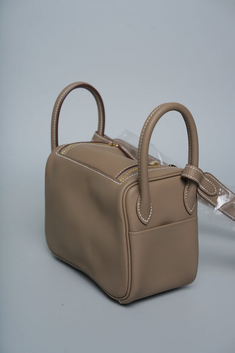 Hermes Mini Lindy II in Etoupe Swift Ghw (Brand New)
