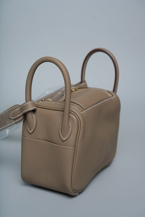 Hermes Mini Lindy II in Etoupe Swift Ghw (Brand New)