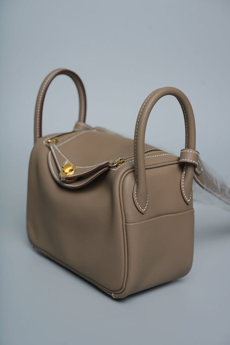 Hermes Mini Lindy II in Etoupe Swift Ghw (Brand New)