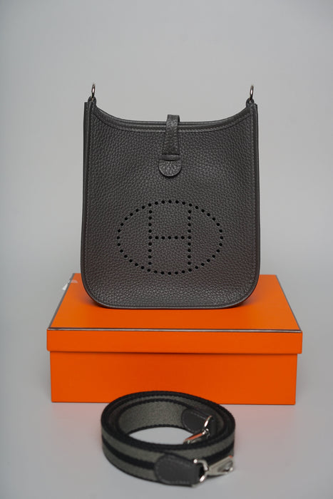 Hermes Mini Evelyne in Dark Bronze/Noir Phw (Brand New)
