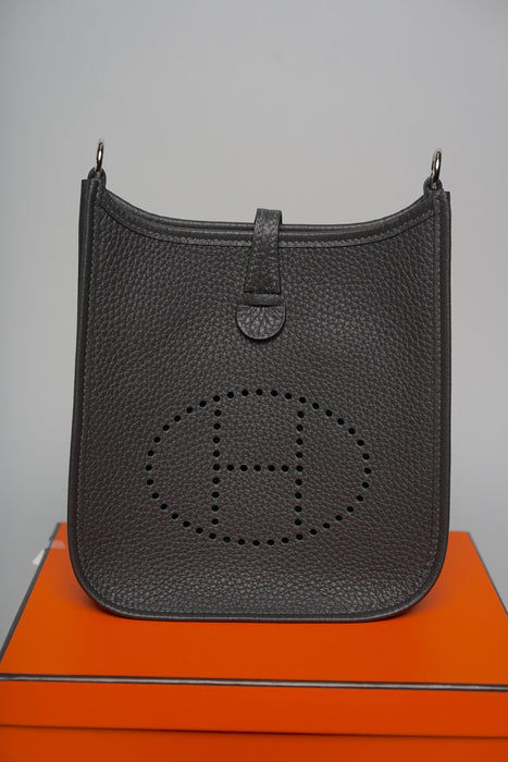 Hermes Mini Evelyne in Dark Bronze/Noir Phw (Brand New)