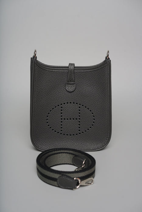 Hermes Mini Evelyne in Dark Bronze/Noir Phw (Brand New)